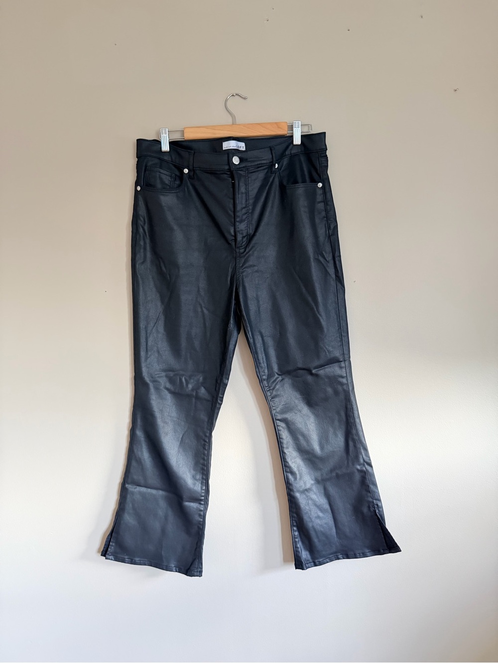 LOFT Black Faux Leather Flare Jeans